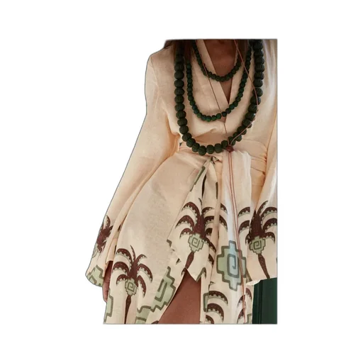 Boa Whisper Palm-Tree Geometric-Print Robe