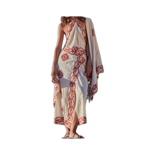 Halterneck Embroidered Dress