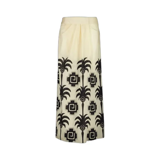 Palm-Print Wrap Maxi Skirt