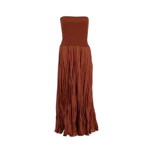Ribbed-Waist Pleated Skirt Dress