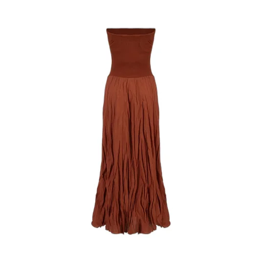 Ribbed-Waist Pleated Skirt Dress