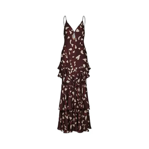 Heart Print Ruffled Maxi Dress