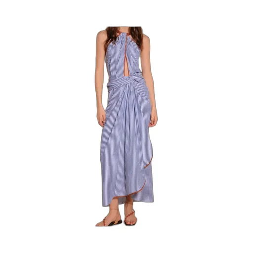 Centro Del Cielo Striped Halter-Neck Midi Dress