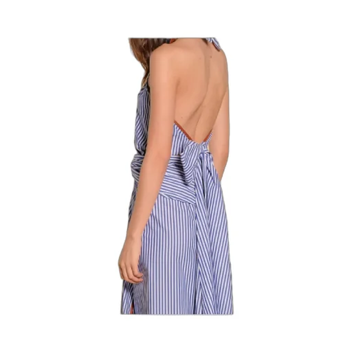 Centro Del Cielo Striped Halter-Neck Midi Dress