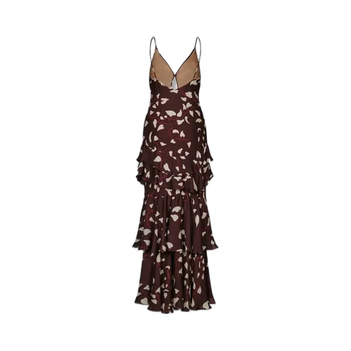 Heart Print Ruffled Maxi Dress
