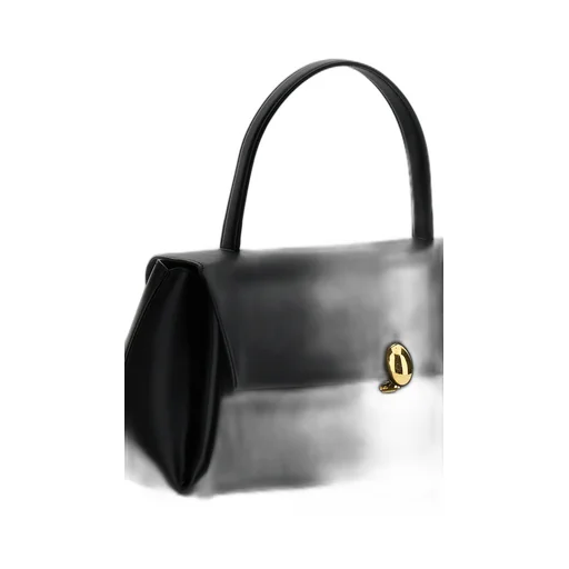 Almond Foldover Top Handle Bag
