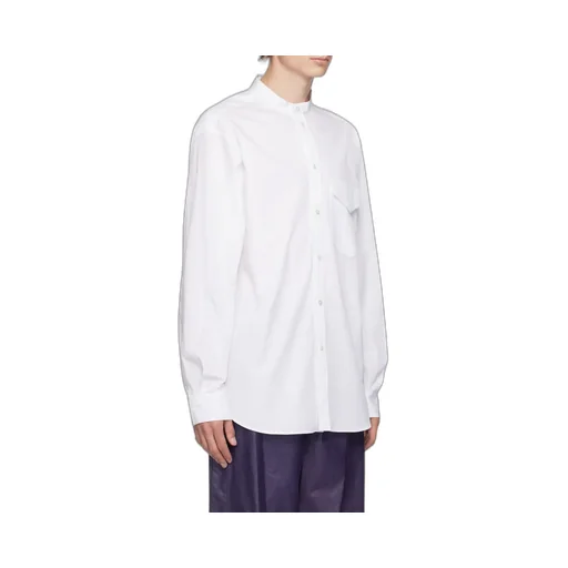Stand-Collared Long-Sleeved Shirt