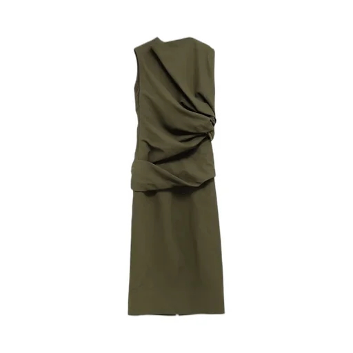 Draped Sleeveless Maxi Dress