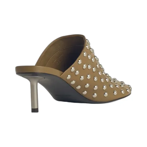 Stud Embellished Round Toe Mules