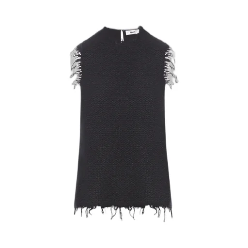 Raw-Cut Edge Sleeveless Top