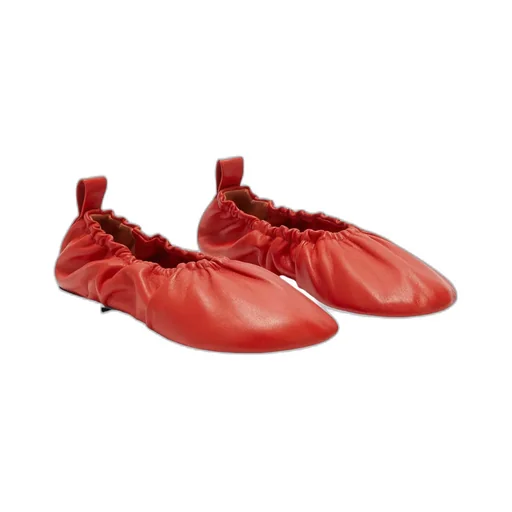 Jil Sander Gathered Round Toe Slip-On Ballerina Shoes