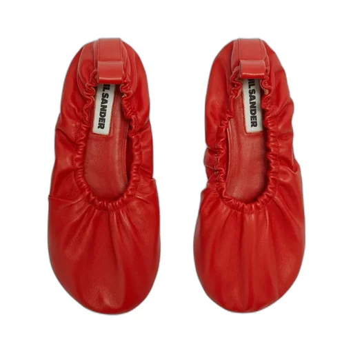 Jil Sander Gathered Round Toe Slip-On Ballerina Shoes
