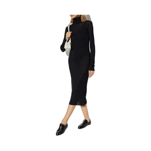 High-Neck Midi Ribbed Dress