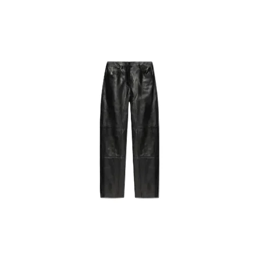 Logo Patch Leather Trousers