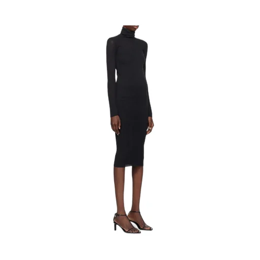 High-Neck Midi Ribbed Dress
