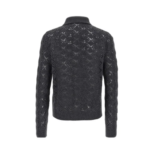 Openwork Zipped Knit Cardigan
