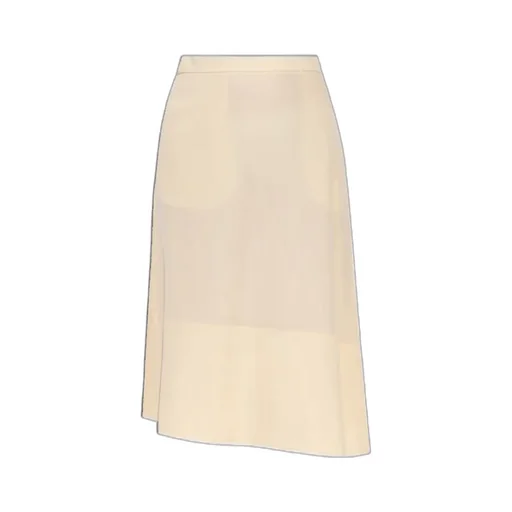 Asymmetric-Hem High Waist Midi Skirt