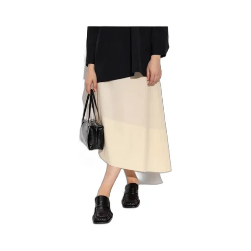 Asymmetric-Hem High Waist Midi Skirt