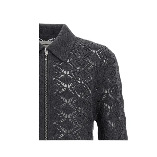 Openwork Zipped Knit Cardigan