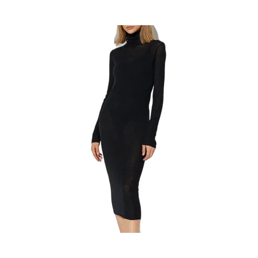 High-Neck Midi Ribbed Dress