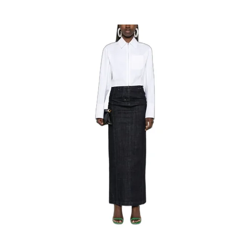 Le Jupe De-Nimes Rear Slit Maxi Skirt