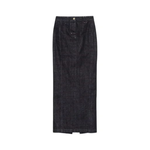 Le Jupe De-Nimes Rear Slit Maxi Skirt