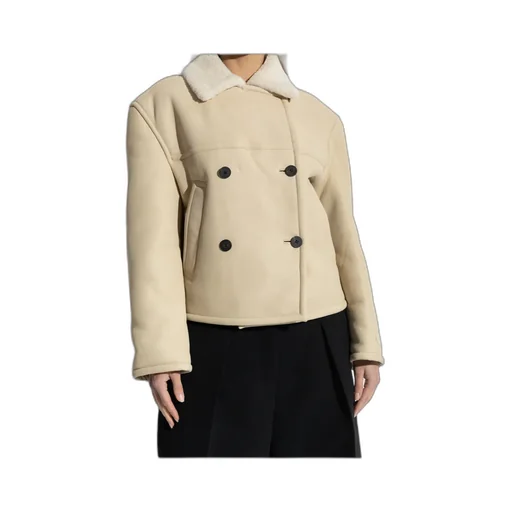 Double-Breasted Shearling Coat