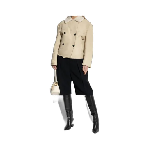 Double-Breasted Shearling Coat
