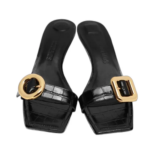 Square-Headed High-Heeled Sandals