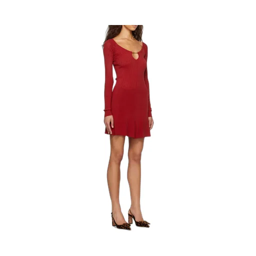 Long-Sleeve Scalloped Mini Dress