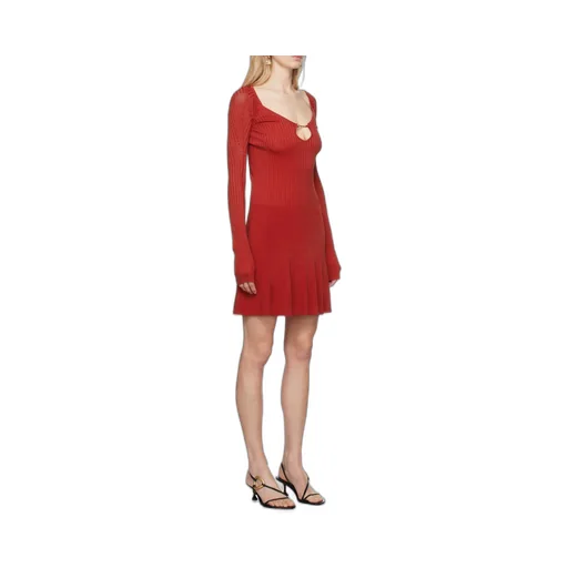Long-Sleeve Scalloped Mini Dress