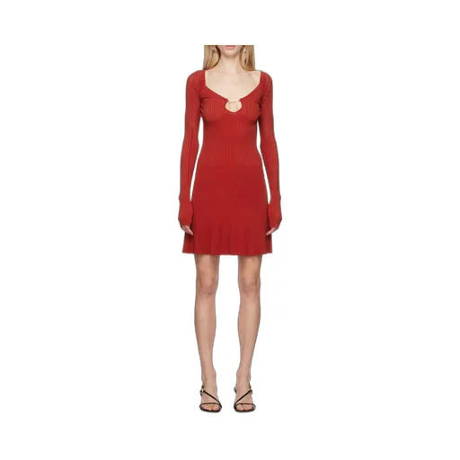 Long-Sleeve Scalloped Mini Dress
