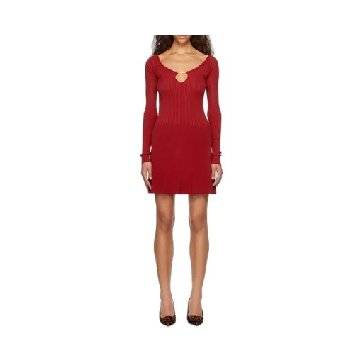 Long-Sleeve Scalloped Mini Dress