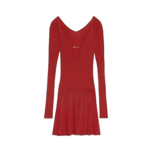 Long-Sleeve Scalloped Mini Dress