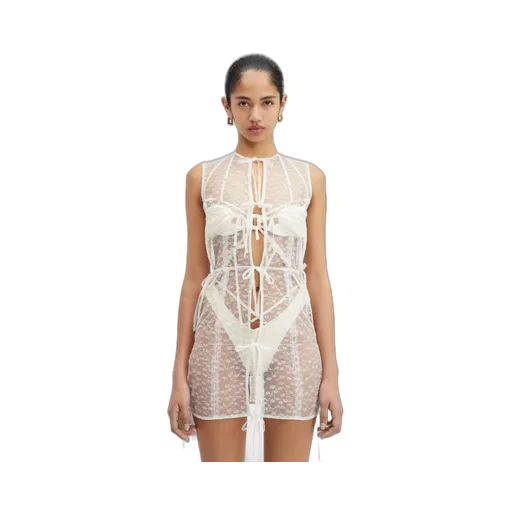 Sheer Ribbon Mini Dress