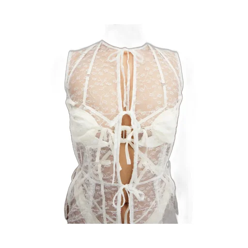 Sheer Ribbon Mini Dress