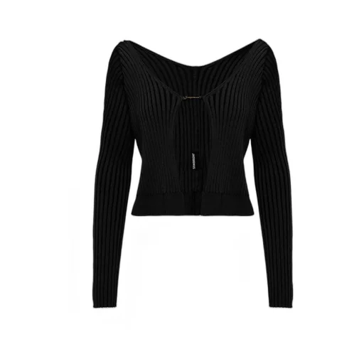 Ribbed-Knit Logo-Lettering Cardigan