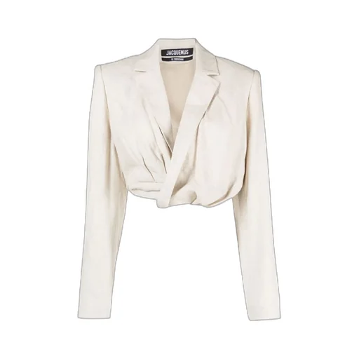 Ruched-Effect Cropped Tailor Blazer