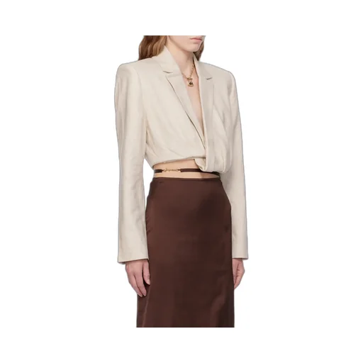Ruched-Effect Cropped Tailor Blazer