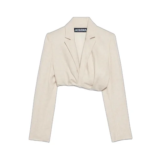 Ruched-Effect Cropped Tailor Blazer