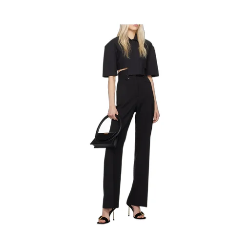 Belt-Loop Wool Casual Pants