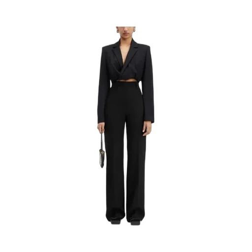 Belt-Loop Wool Casual Pants