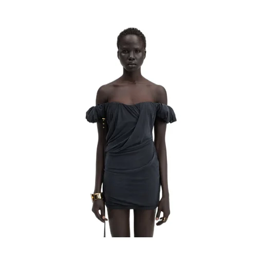 Asymmetric Draped Mini Dress
