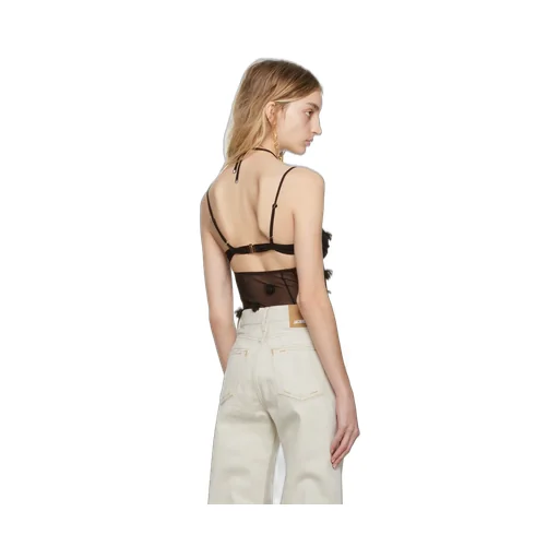 Fringe-Detail Sheer Bodysuit