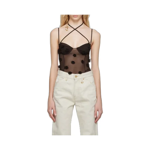 Fringe-Detail Sheer Bodysuit