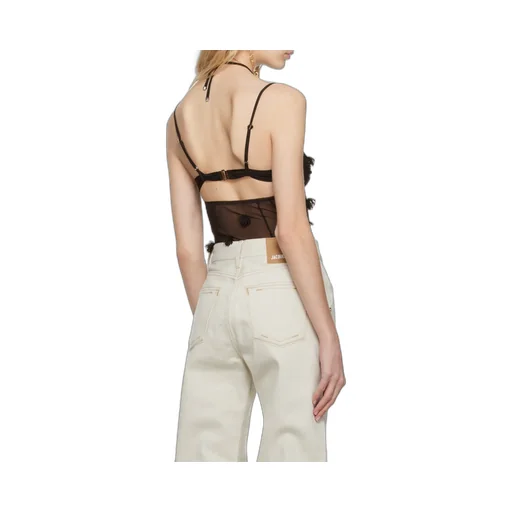 Fringe-Detail Sheer Bodysuit