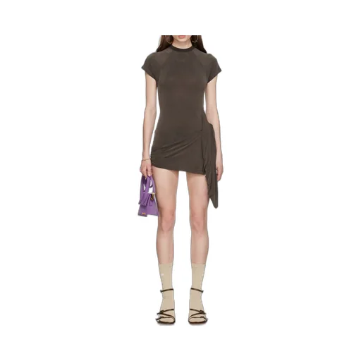 Draped Short-Sleeve Dress