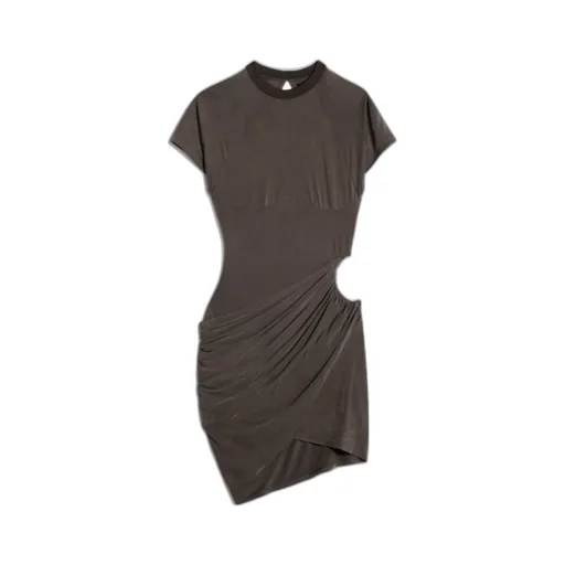 Draped Short-Sleeve Dress