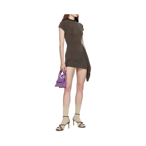 Draped Short-Sleeve Dress