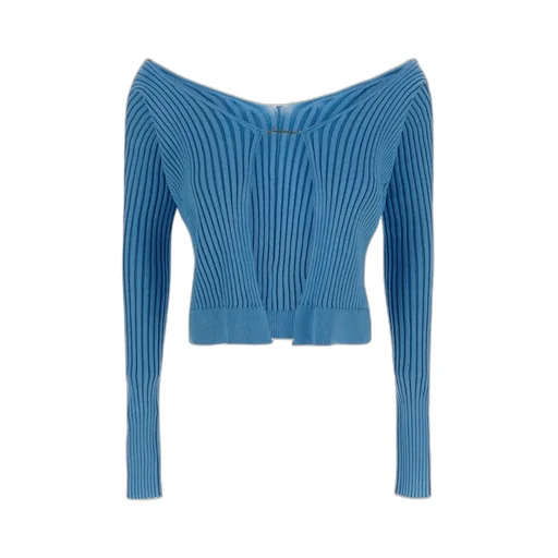 Logo-Plaque Ribbed-Knit Cardigan